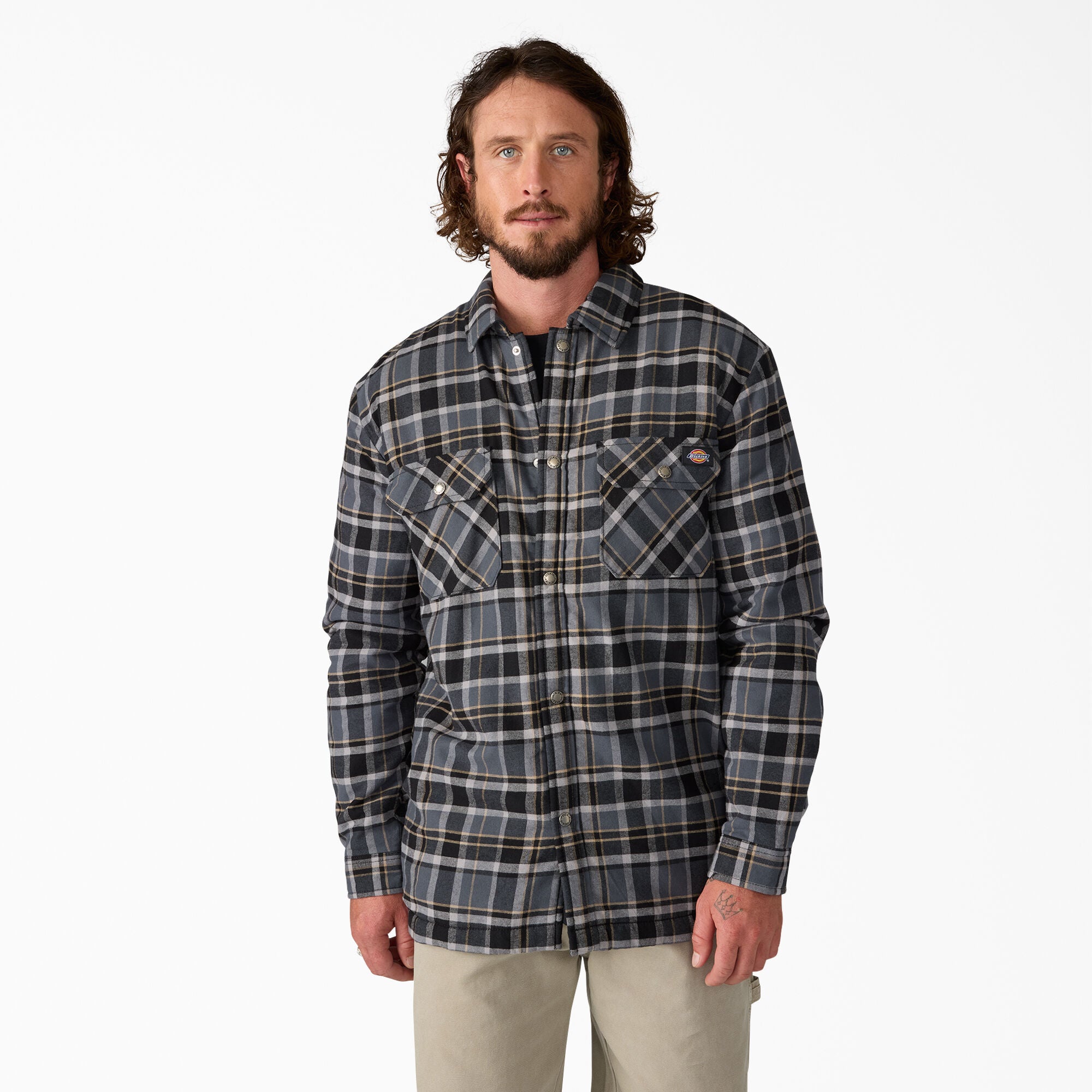 Water Repellent Fleece-Lined Flannel Shirt Jacket